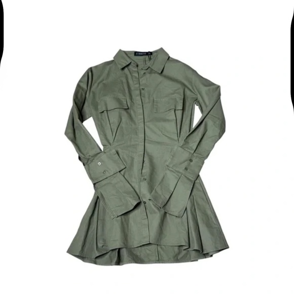 Lioness NWT Cover Girl Army Green Long Sleeve Mini Dress Size XS - Picture 3 of 8